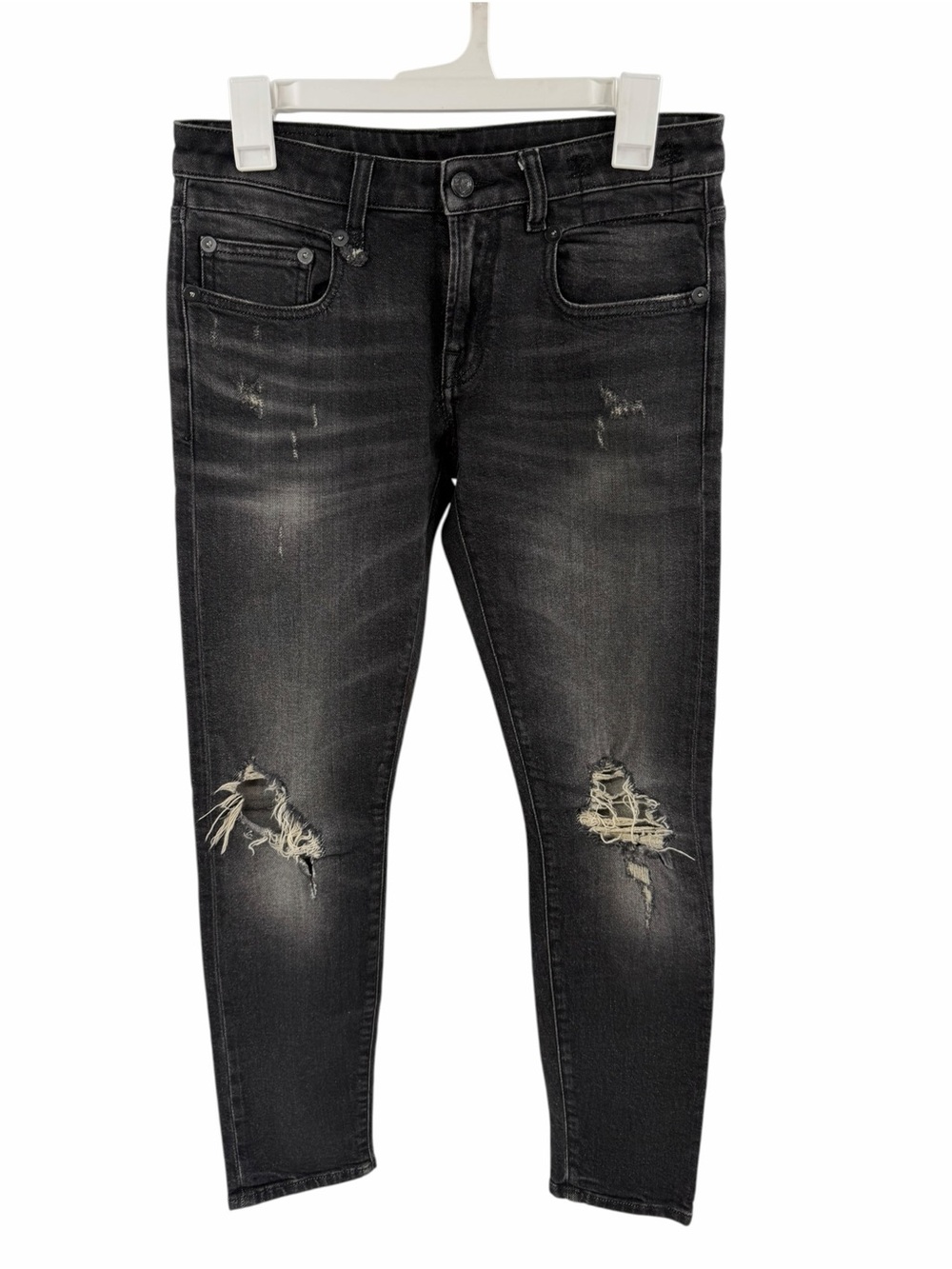 R13 Boy Skinny Black Distressed Made In Italy Size 25 Womens